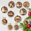 Ensemble laser découpé – Décorations en bois modernes et géométriques – Ornements uniques pour sapin de Noël
