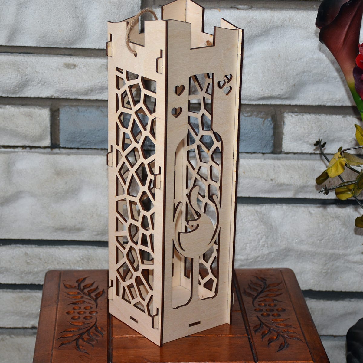 Wine Box 3 Hand Made Christmas Elegant Wine Box Wood Laser Cut