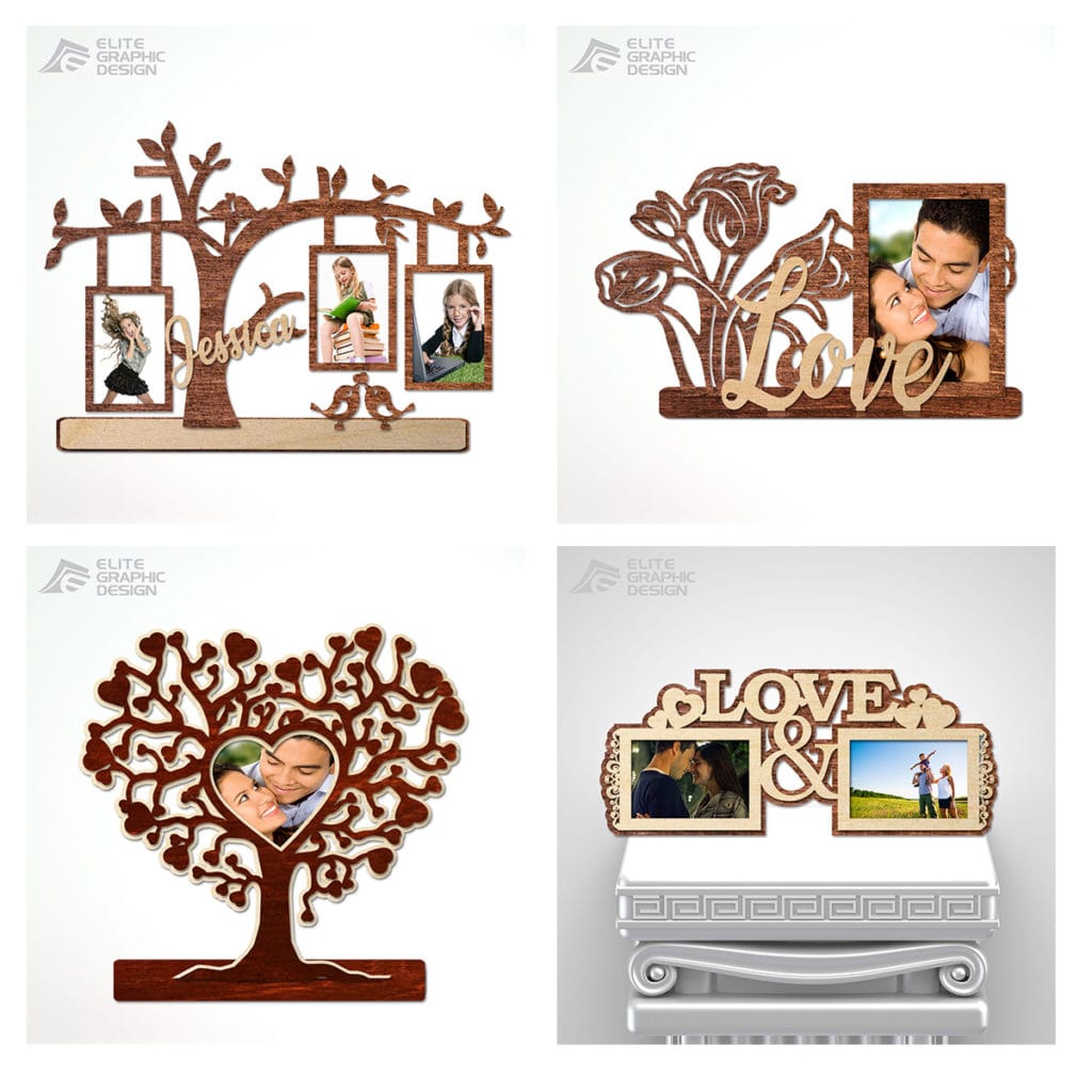 Custom laser engraved wooden photo frame personalized
