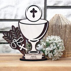 Wood Laser Cut Personalized First Communion Wooden Gift