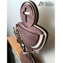 Cadeau en bois personnalisé pour première communion, découpé au laser