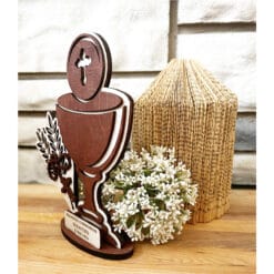 Cadeau en bois personnalisé pour première communion, découpé au laser