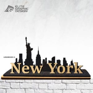 Décoration cadeau en bois découpé au laser avec prénom personnalisé – New York