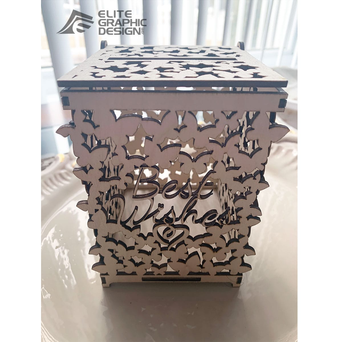Boîte de mariage papillon personnalisée 3 Cadeau personnalisé en bois découpé au laser – décoration de mariage