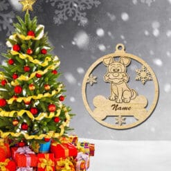 Ornements de Noël en bois découpés au laser représentant un Chien