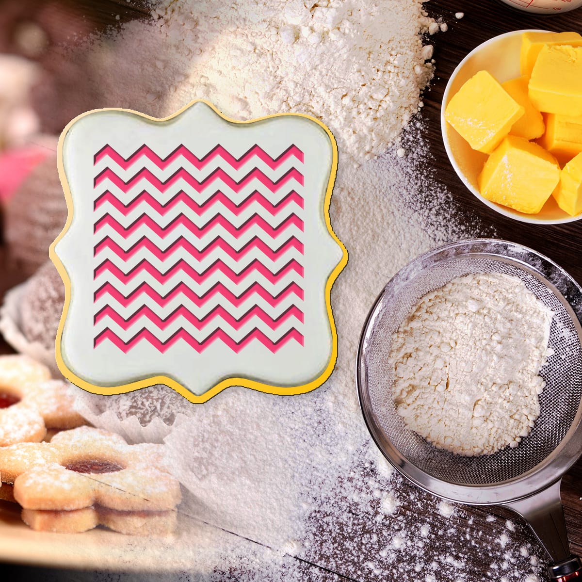 Étampe à biscuits en 3D - ZigZag 3 Cookies Pattern Stamp 3D Embosser