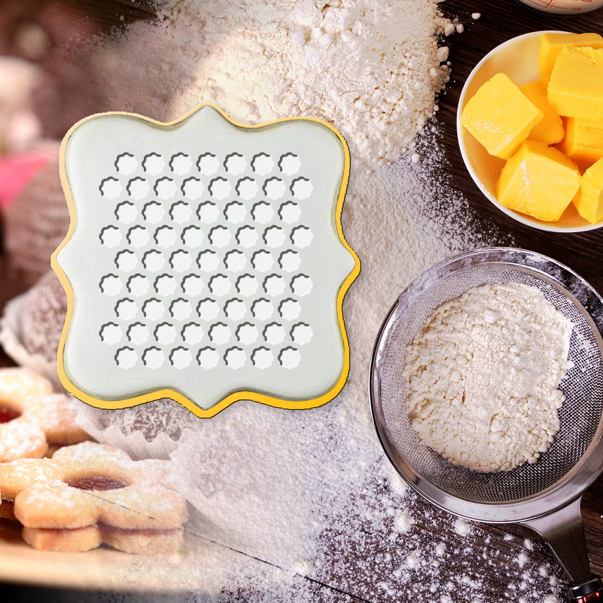 Cookie 3D Pattern Stamp - Flower 3 Cookies Pattern Stamp 3D Embosser Pastry Decoration