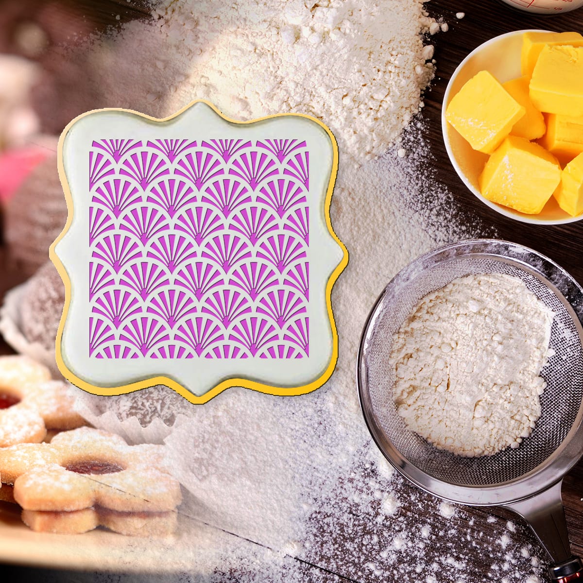 Cookie 3D Pattern Stamp - Flower 3 Cookies Pattern Stamp 3D Embosser Pastry Decoration