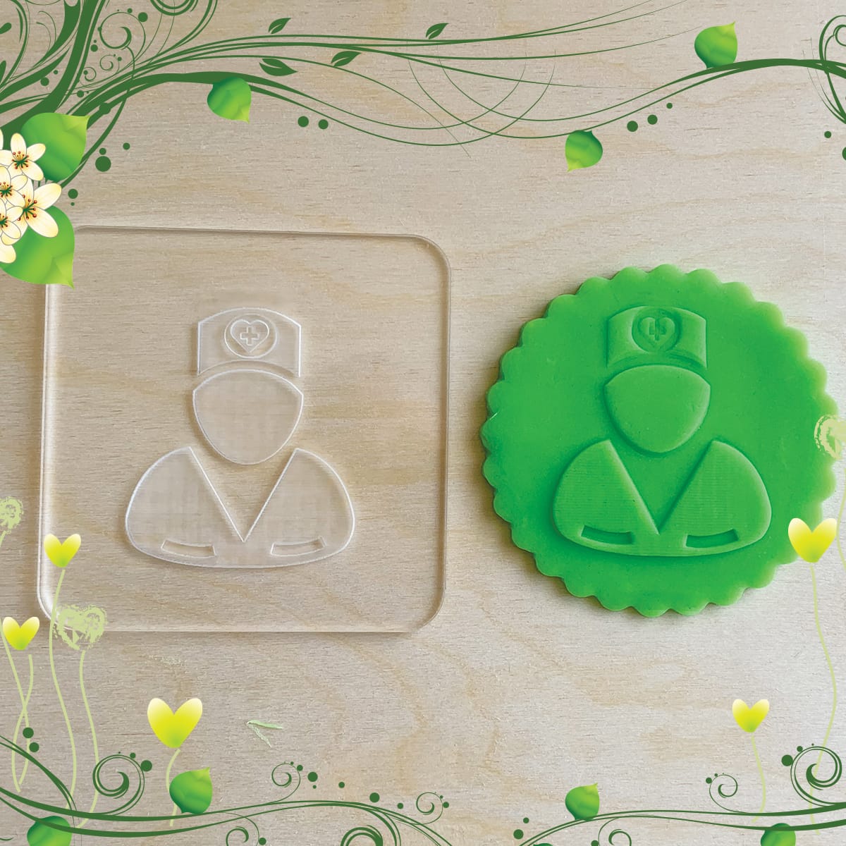 Acrylic Cookies Embosser 3D - Medical 2 Acrylic Outbosser Embosser cookies stamps for sugar paste cupcakes Gift Healthy Medical
