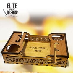 Wine Tray Bottles and Glasses laser cut