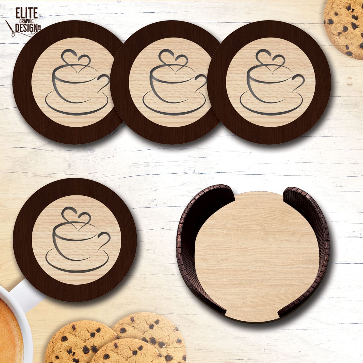 4 Wooden Coasters with 1 Free Holder 3 Laser cut coaster set Modern wood coasters Decorative coasters Geometric coasters set Unique coasters Laser cut wood