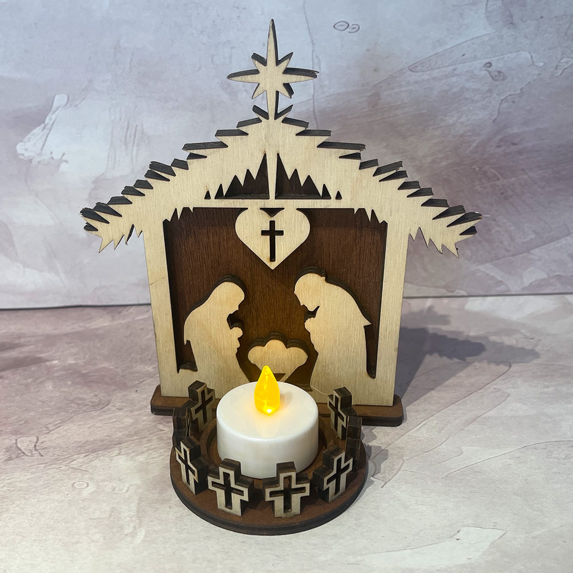Magnifique Crèche Noël Porte-Bougie 4 Crèche Noël Porte-Bougie – une pièce en bois unique